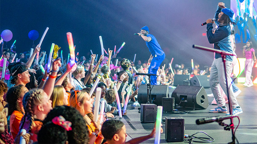 Students playing tug of war at REVCon